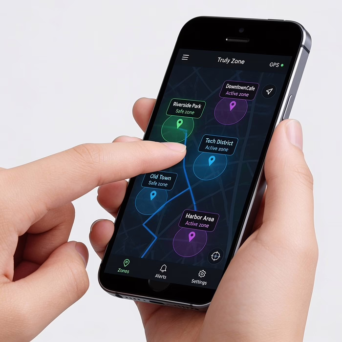 Configuration des zones de sécurité sur la carte de l'application